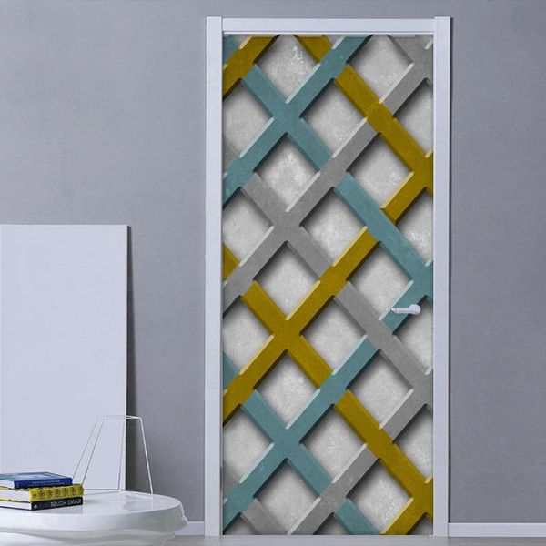 

wallpapers self-adhesive waterproof door sticker modern 3d stereo geometric wallpaper living room bedroom home decor pvc decal poster
