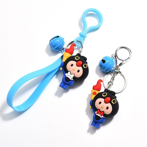 

2021 fashion keychain japan and south korea cute cartoon torchbearer doll chain lovers bag key ring claw machine pendant creative accessorie, Slivery;golden