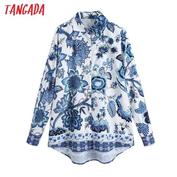 

women retro oversized print blouse long sleeve chic female casual loose shirt blusas femininas be347 210416, White