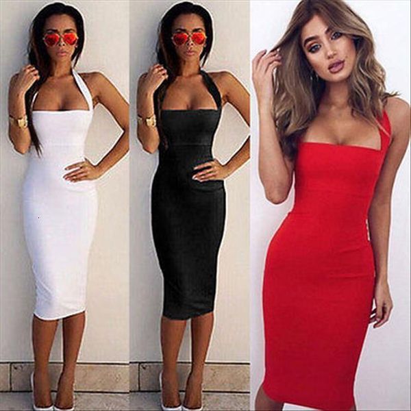 

skinny halter summer party size women dress 6 14 bodycon pencil sleeveless, Black;gray