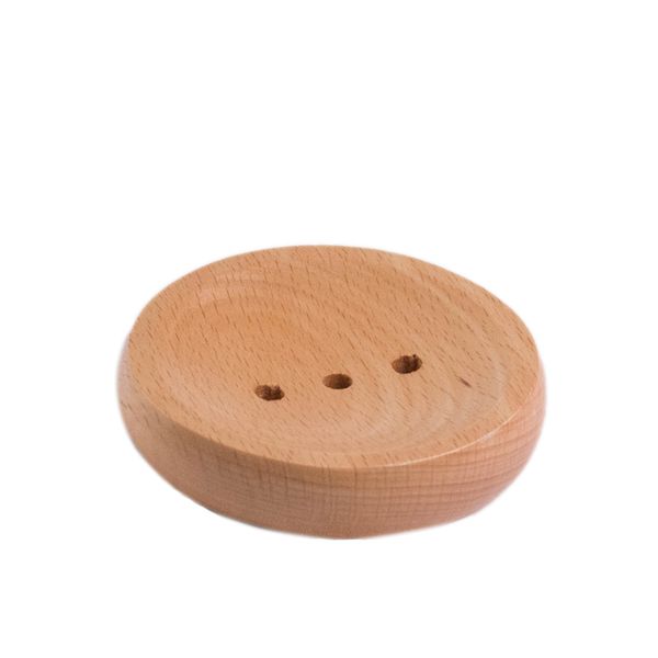 Caixa de prato de sabão de madeira natural redonda 10cm