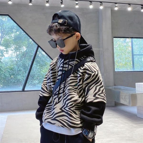 

hoodies & sweatshirts 2021 kids girls sweatshirt warm hoodie kid christmas teenager boys baby zebra pattern casual 4-12 years, Black