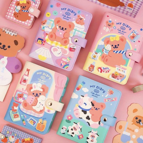 

lovely a6 notebook cartoon grid journal diary planner agenda school student kid gift work accessory k206 notepads, Purple;pink