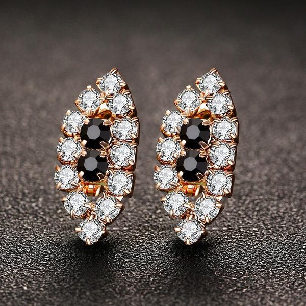 

hoop & huggie fashion eye shape earrings black white zirconia pave bohemia trendy straight piercing earring stud accessory gifts, Golden;silver