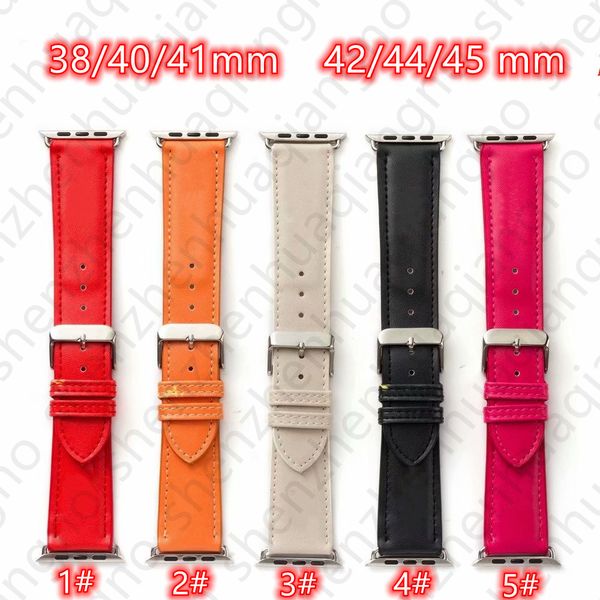 Ремни для часов для Apple Watch Bands Series 7 1 2 3 4 5 6 Без наблюдения 41 мм 45 мм 38 мм 44 мм Ссылка Paris Кожа Роскошный дизайнер Модный браслет Женщины Мужчины Черная пятница Подарок