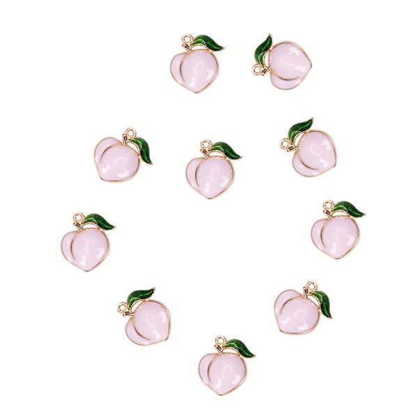 

charms 10pcs metal enamel hangings fruit peach for earrings pendants hair rings diy jewelry making accessories, Bronze;silver
