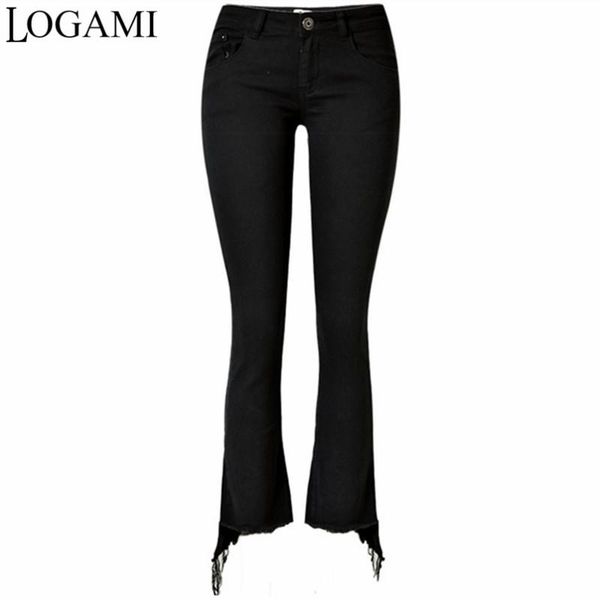 

women's jeans logami skinny woman black strech irregular jean femme 2021, Blue