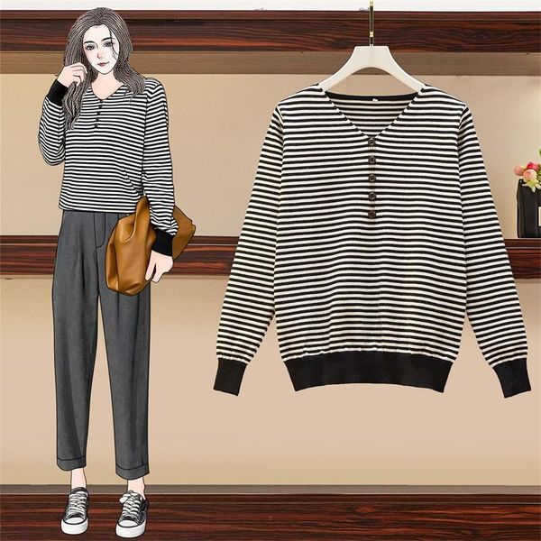 

plus size casual striped blouse women loose v-neck blusas womens and blouses black 9243 women's & shirts, White