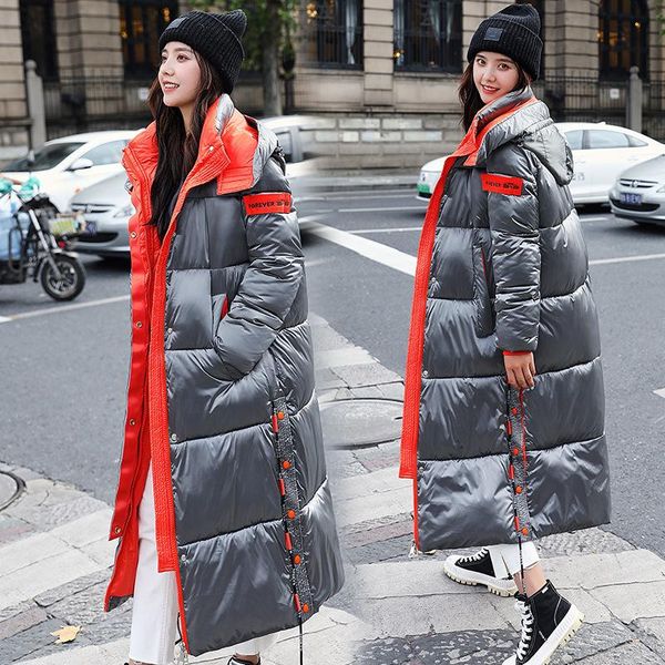 

women's vests down padded jacket for 2021 winter long style ladies over-the-knee coat, Black;white