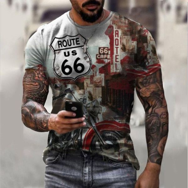 

men's t-shirts vintage u.s. route 66 letter printed mens o neck t shirts casual summer short sleeve tees shirt men 2021 fashion pullove, White;black