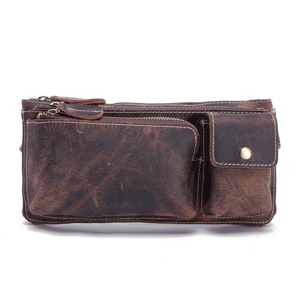 

men's fanny waist pack sling chest bag real leather leg hip hop mini pouch male bum belt retro large beltbag eekend bags