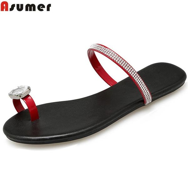 

slippers asumer 2021 summer arrival shoes woman casual comfortable mules rhinestone flat with fashion size 32-40, Black
