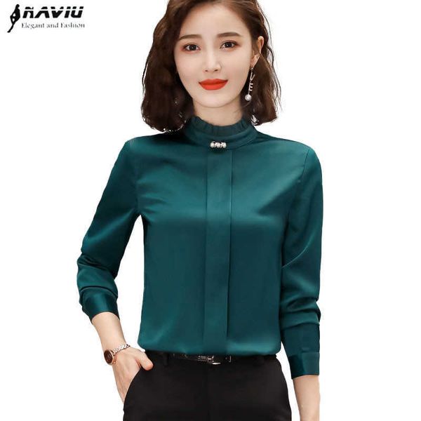 

professional shirt women chiffon autumn temperament formal long sleeve blouses office ladies plus size work 210604, White