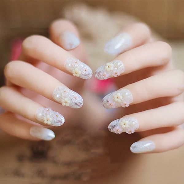 

po studio bride's false white lace finished patch wear removable nail manicure tool