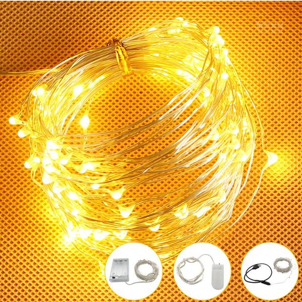 

strings led string light silver wire fairy warm white garland home christmas wedding party decoration powered by battery batter usb 10m