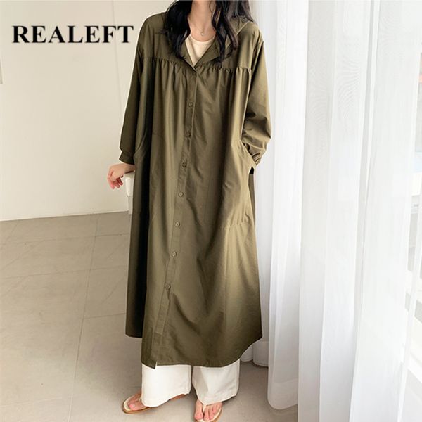 

vintage oversize women shirts dress autumn long sleeve single breasted loose hooded high waist 210428, Black;gray