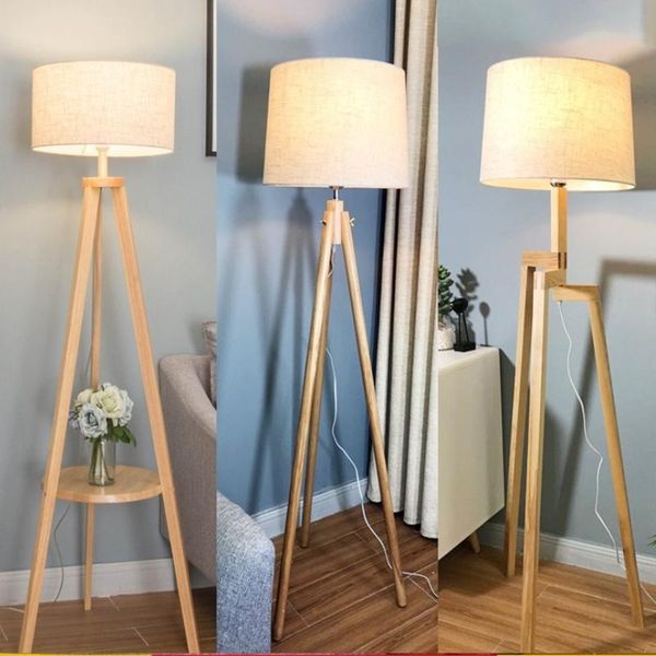 

floor lamps nordic wood led lamp shelf modern simple bedroom living room decor warm triangular vertical table
