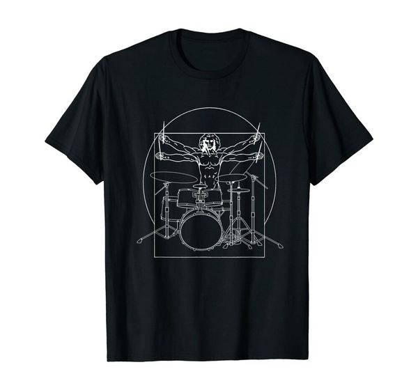 

drummer da vinci drums rock music lover gift t-shirt size s-5xl, White;black