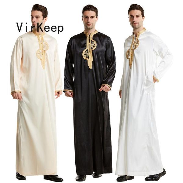 

full sleeve muslim men jubba thobe islamic arab kaftan patchwork robes retro dubai saudi arabia ramadan gown plus size vkdr2480 ethnic cloth, Red