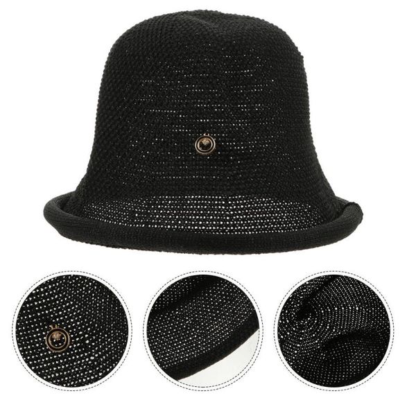 

cotton bucket hat cap summer outdoor hiking fashion fishing cycling caps & masks, Black
