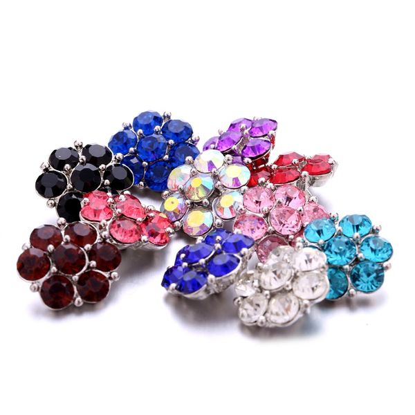 

radiant colorful rhinestone chunk clasp 18mm snap button zircon flower charms bulk for snaps diy jewelry findings suppliers gift