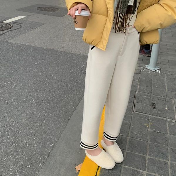 

autumn and winter high-waist wide-leg pants, seasonal treasures, daily casual women's pants & capris, Black;white