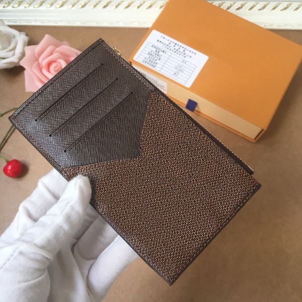 

22ss mens womens pocket fashion mini credit card holder bag classic coin purse zipper wallet 18, Brown;gray