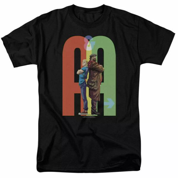 

archer & armstrong back to back t shirt licensed comic book tee black, White;black