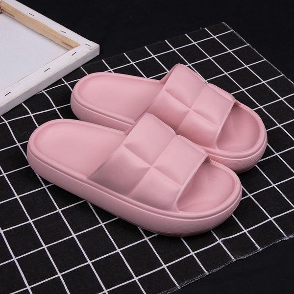 

summer men and women thick-soled slippers indoor household couple slides bathroom bath non-slip comfortable slippers, Black