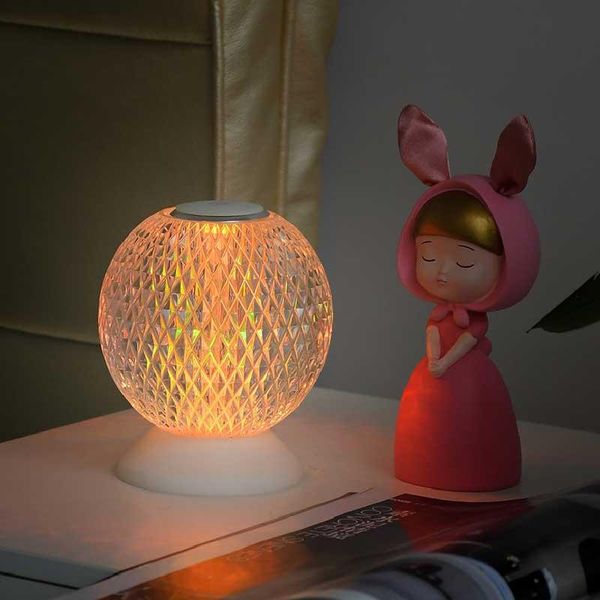 

table lamps acrylic crystal light transparent prism desk room bedside decor led bedroom nightstand lamp for home decoration