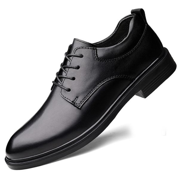 

first layer cowhide men's busins drs leather sho korean version 36 british 37 soft sole inner heightening, Black