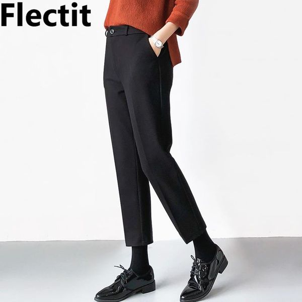 

women's pants & capris flectit polished look autumn winter women thick woollen ankle length easy classic trousers, Black;white