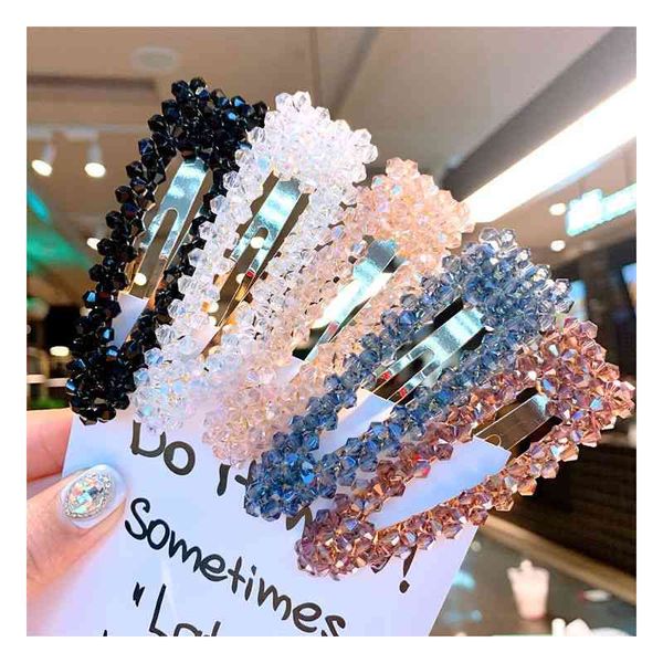 

Barrettes Hairpin Korean Version East Gate ~ Xiaoxiangfeng Crystal Transparent Series Hollowed Out Water Drops Bb Side Clip A-line Hair Ornament, Golden;silver