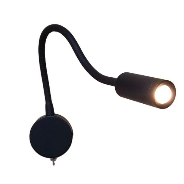 Topoch Lampada da parete cablata a LED Lampada da lettura da letto con interruttore on-off 3 Watt Fascio stretto Collo flessibile Montaggio su testiera Sconce Driver integrato per camera Camper Barca