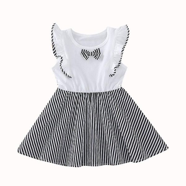 

girl's dresses lovley baby kids dress striped round collar sleeve one-piece ruffles a-line for summer spring white outfits clothes, Red;yellow