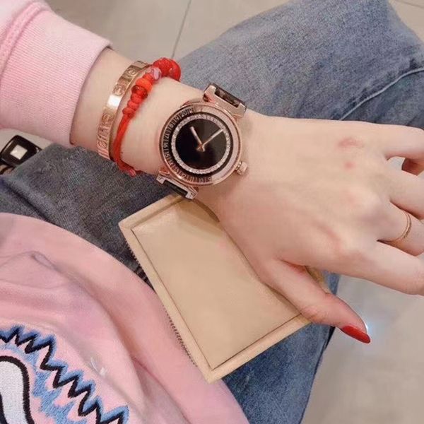 

40mm men women watch big v fashion flower little diamond dial luxury wristwatch leather strap quartz battery watches l4, Slivery;brown