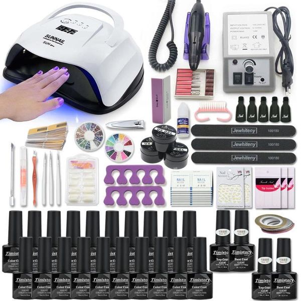 

super manicure set for nail kit with led lamp 20000rpm drill machine polish acrylic art tools set1