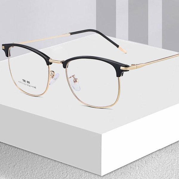 

tr-90 alloy glasses frame for women and men browline anti-blue ray rectangle eyewear myopia full rim spectacles fashion sunglasses frames, Black