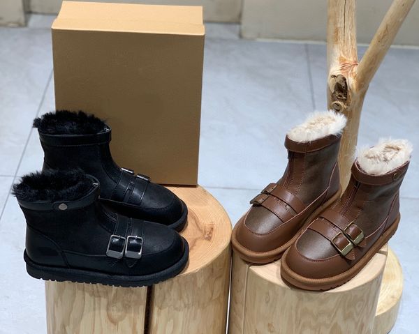 

australian luxury fur ankle boots designer classic design wool furs lace-up brown black ladies snow boot fashion warm sport style double buc