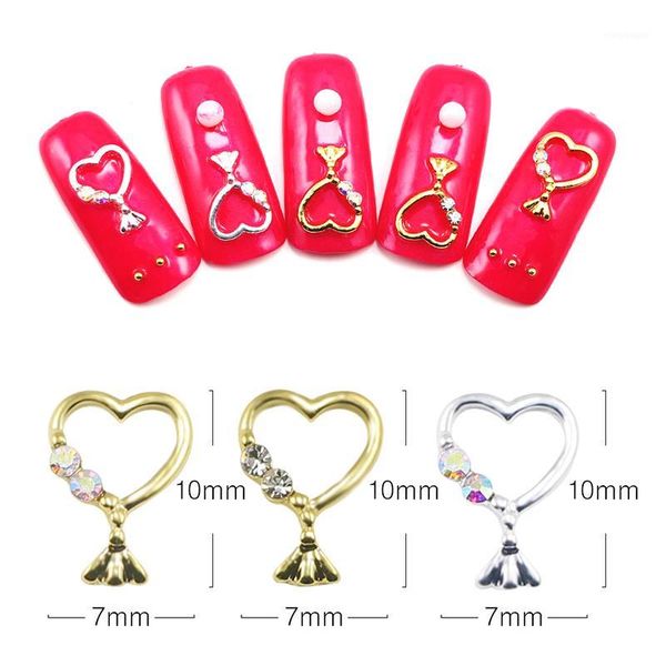 

alloy zircon nail art decoration rhinestone tassel heart wing jewelry high long decorations accessories1, Silver;gold