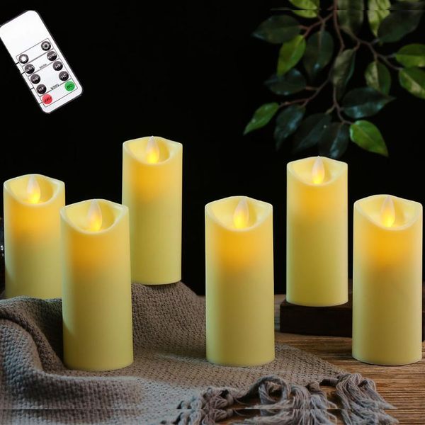 

3/4/6 pieces battery operated remote control home decorative candles, beige thin plastic dancing flameless swing candles