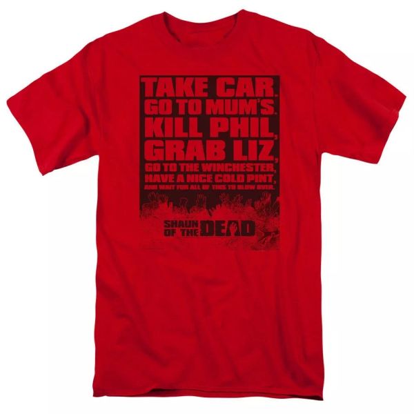 

shaun of the dead list t-shirt sizes s-3x new, White;black