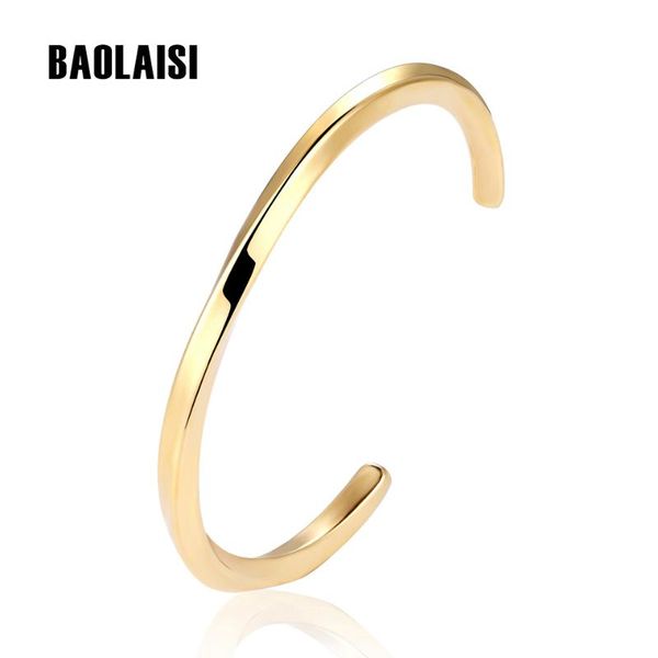 

simple classic titanium stainless steel bangle gold color for women cuff bracelets & bracelet men female open bangles, Black