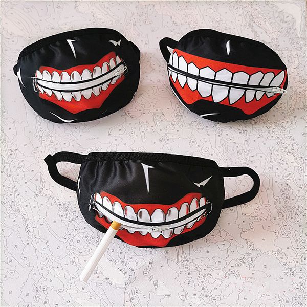 

men's zipper straw women's cartoon lg printed smoking and drinking beer mask