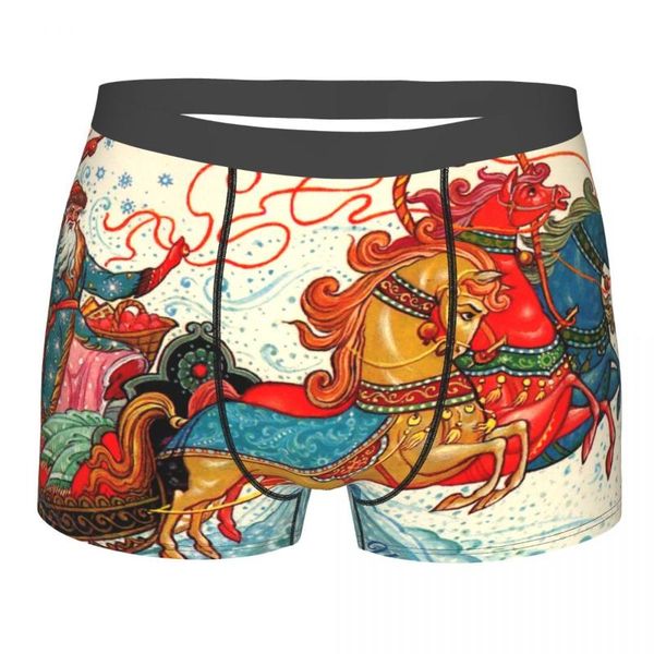 

underpants mens boxer underwear santa claus rides sleigh male panties pouch short pants, Black;white