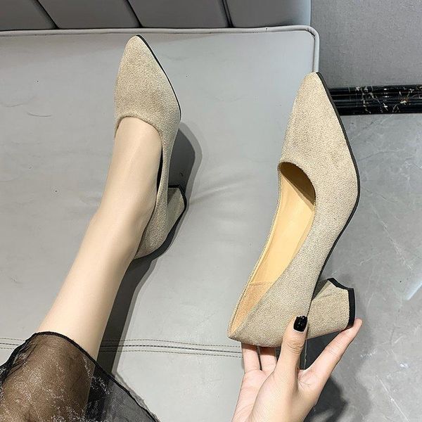 

dress shoes 2021 fashion leather ladies pumps pointed toe slip-on handmade office 6 cm high heel women, Black
