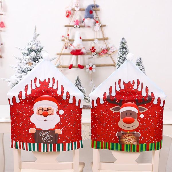

chair covers christmas red print cover santa claus table holiday party decor dining xmas decorations for home navidad noel