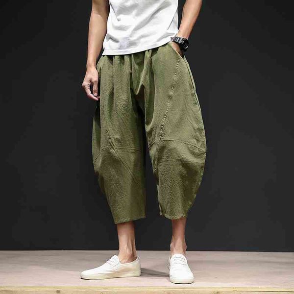 

men's pants summer male cross loose korean casual streetwear calf-length harem hiphop jogger trousers jxzo, Black