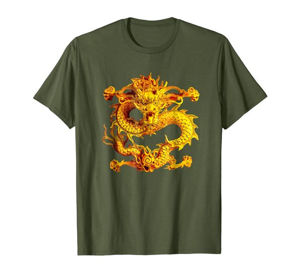 

fearless golden chinese dragon silhouette t-shirt 3d effect, White;black