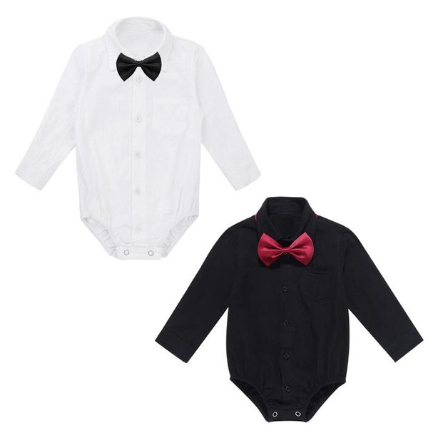 

jumpsuits born infant baby boy rompers long sleeves formal gentleman shirts romper jumpsuit with bow tie toddler sets for wedding party, Blue